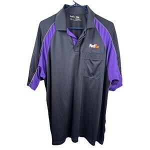 FedEx  Mens XL Performance Polyester Short Sleeve Polo Shirt Reflective EUC